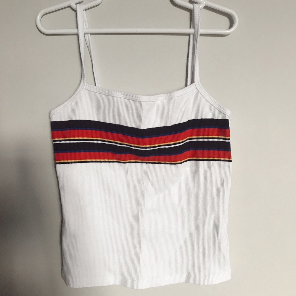 forever 21 white tank top with stripes